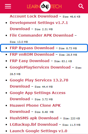 Download FRP Bypass Apk for frp bypass