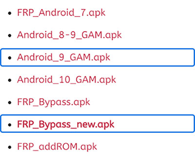 download FRP Bypass Apk and Google Account manager 9 pie