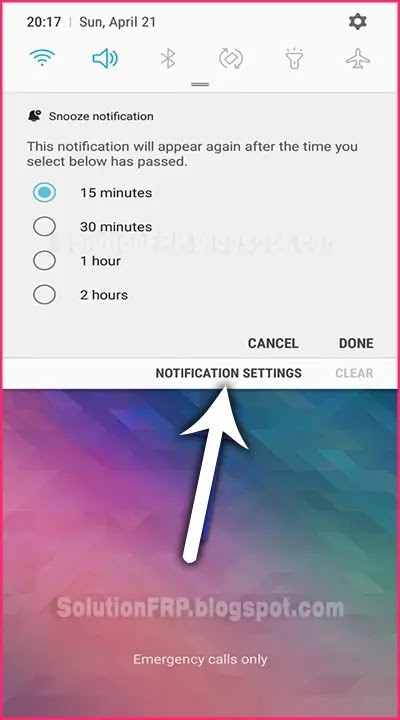 tap on notification setting on Samsung Galaxy Tab 5SE
