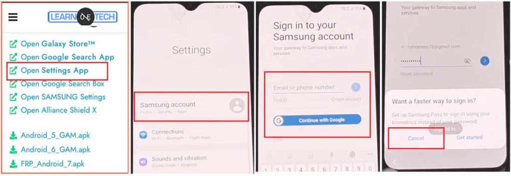 Samsung A21 FRP Google Account bypass