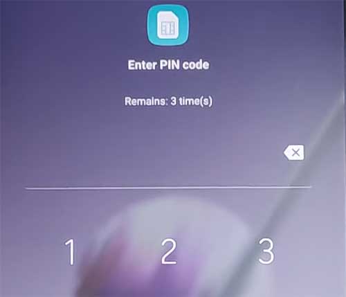 Enter sim pin code